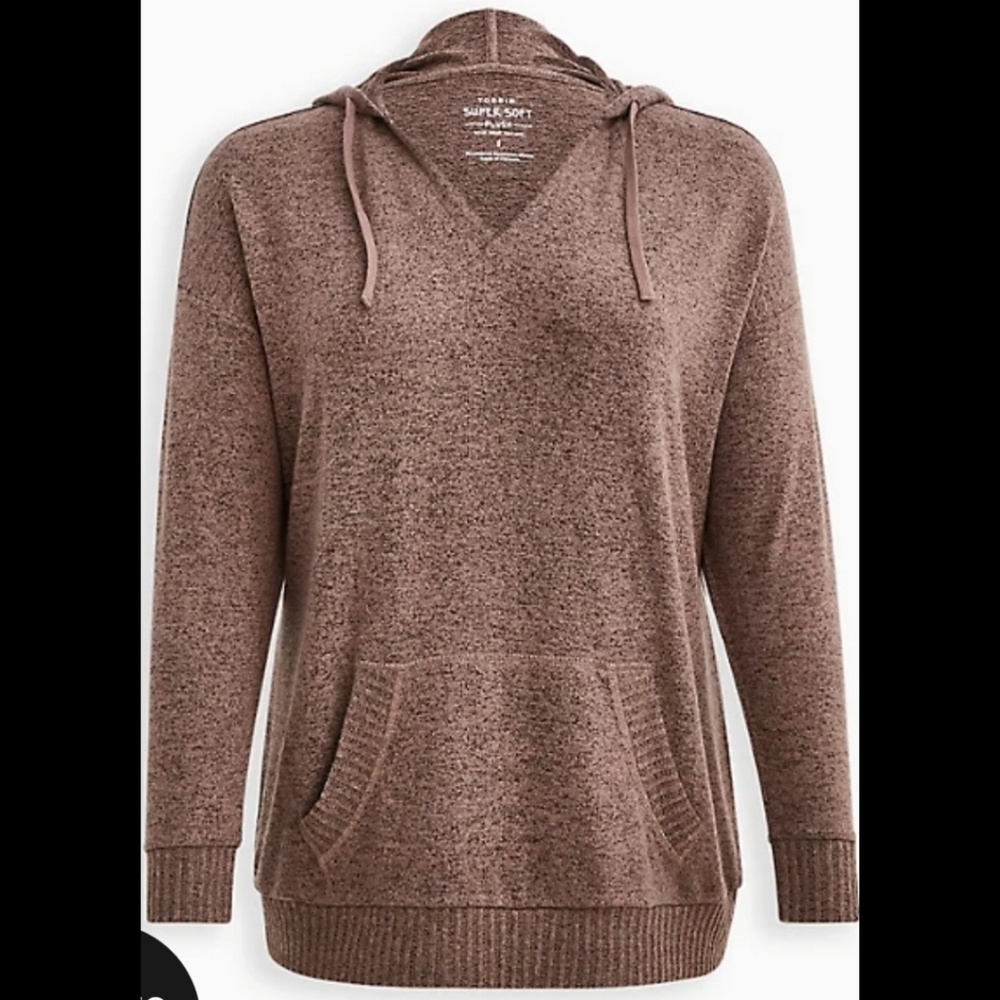 Torrid | RELAXED FIT HOODIE - SUPER SOFT PLUSH WARM STONE | Size 1 | NWOT